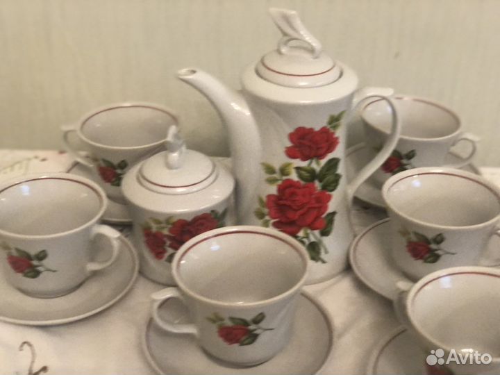Сервиз чайный кофейный роза 15 прдм полонное новый