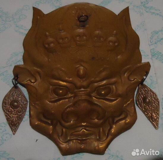 2 Маски Бога Чжамсаран медная монгольск.Сов.1985 г