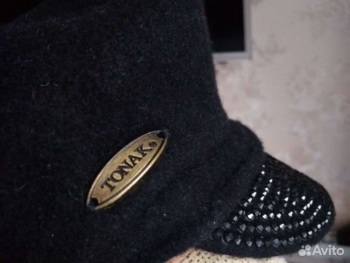 Кепи женская из фетра 54-56, стильная, со стразами