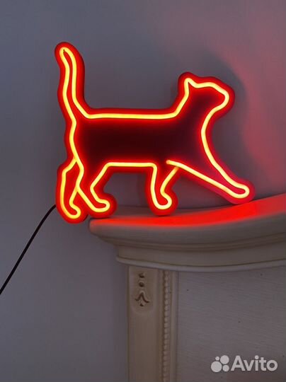 Ночник неон кот светильник