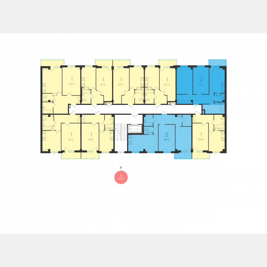 1-к. квартира, 58,8 м², 3/10 эт.