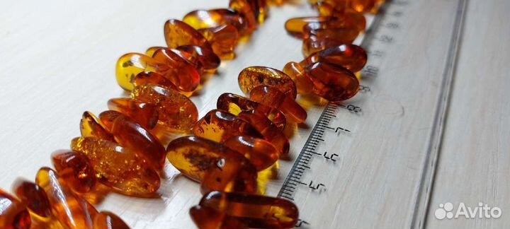 Янтарные бусы. Ожерелье. 45 см. 46 г