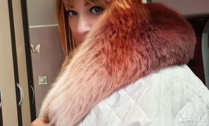 Меховой воротник песец и енот