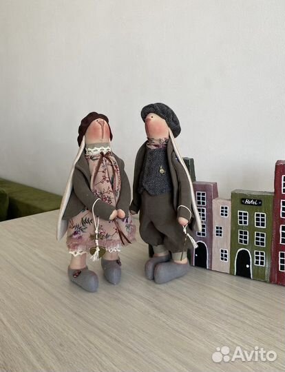 Интерьерная кукла тильда зайцы ручная работа