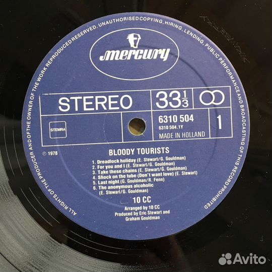 Виниловые пластинки: 10CC - Bloody Tourists - LP