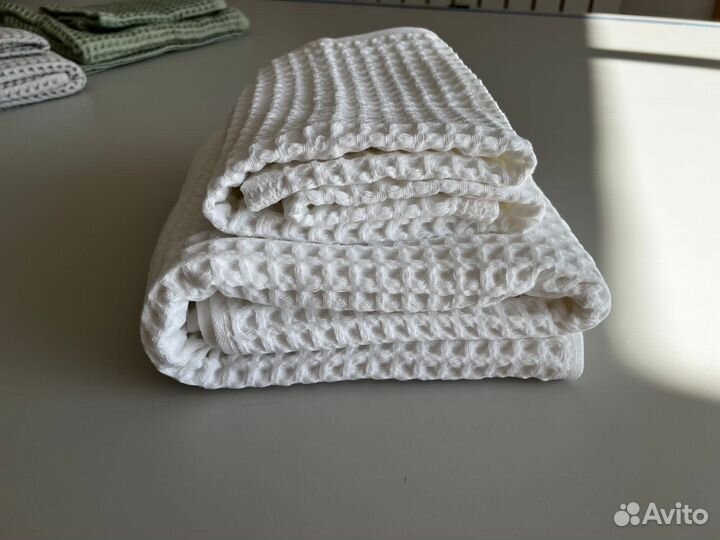 Набор вафельных банных хлопковых полотенец