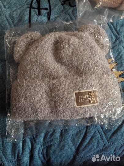 Шапка вязаная с ушками медведя