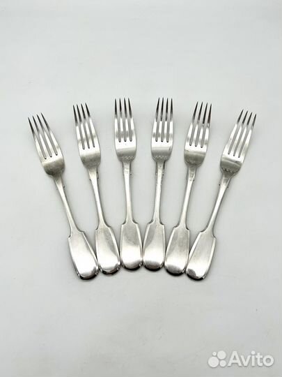 Набор 6 столовых вилок серебро 84 проба 377 гр