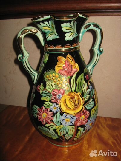 Ваза майолика антиквариат ручная роспись