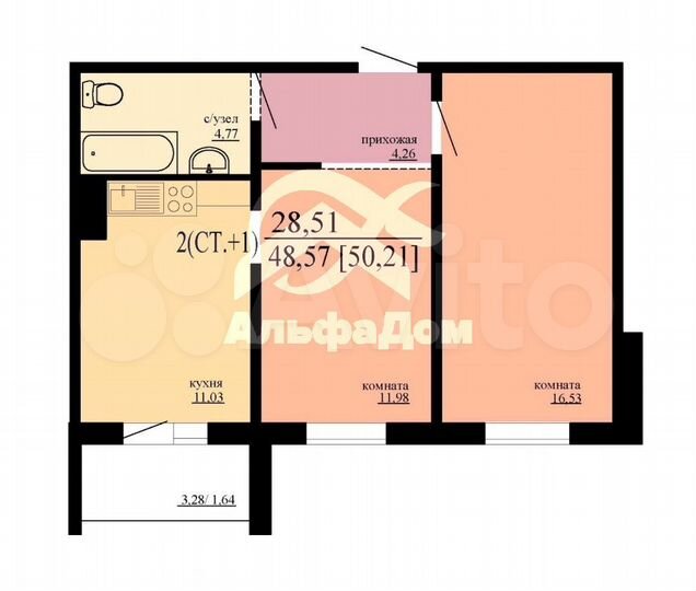 Квартира-студия, 51 м², 12/18 эт.