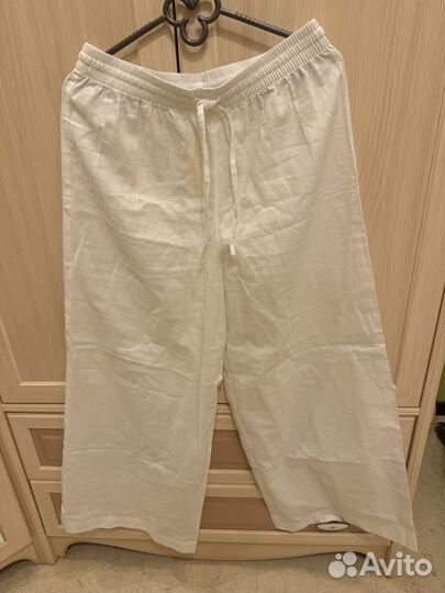 Брюки белые лен calzedonia S
