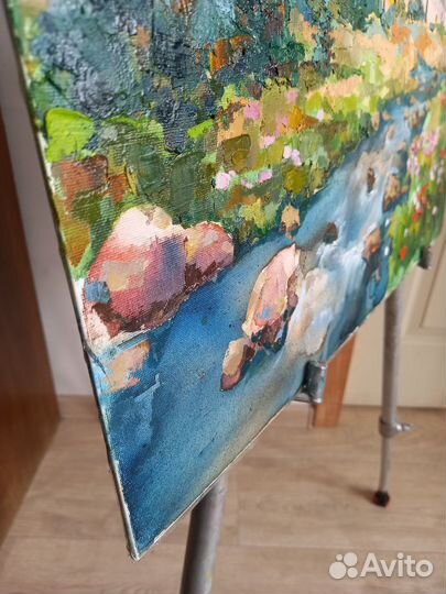 Картина маслом.Пейзаж.Природа.С горами 40х50 см