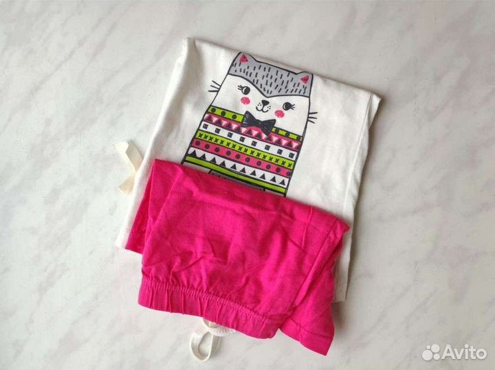 Новый летний комплект для девочки, хлопок, р.40-42