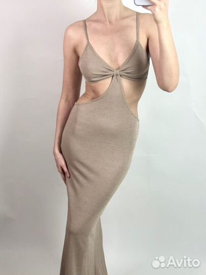 Пляжное платье летнее, песочного цвета