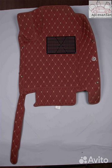 3D автоковрики из экокожи Kia Rio бордовые