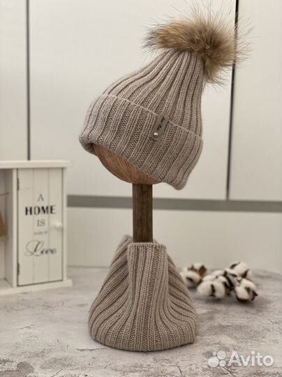 Шапка с ушками, чепчик, снуд, котошапка