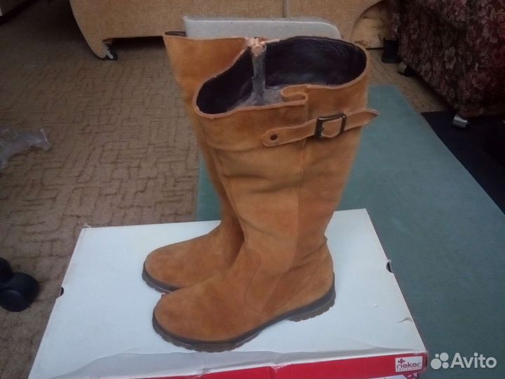 Сапоги зимние 36,по стел 22 см, -замшевые