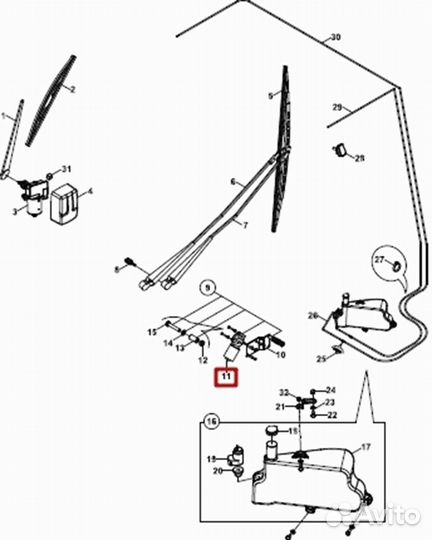 Электромотор стеклоочистителя переднего Hidromek