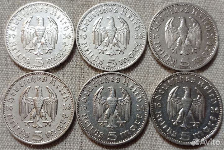 5 марок Германия 1936 год (серебро)