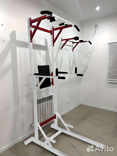 Напольный турник 3в1 белый с красным (новый) 225