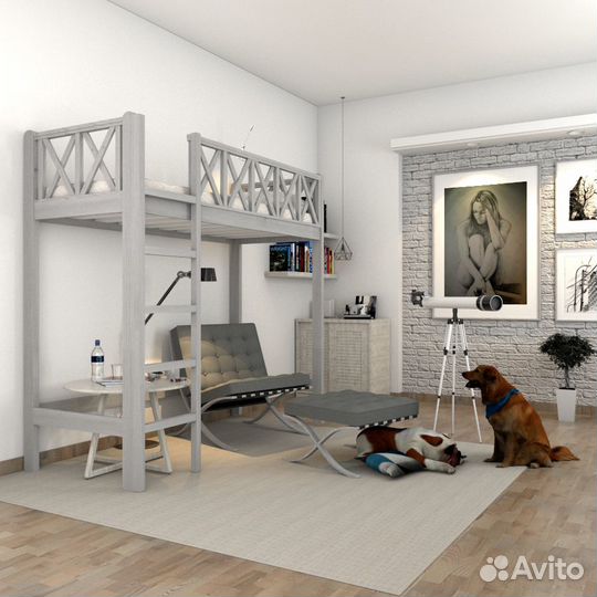 Кровать чердак Shale CH-Lch-D1-W из массива