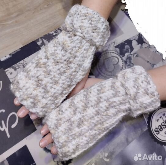 Митенки вязаные шерсть яка