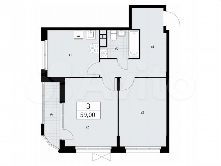 2-к. квартира, 59 м², 18/19 эт.