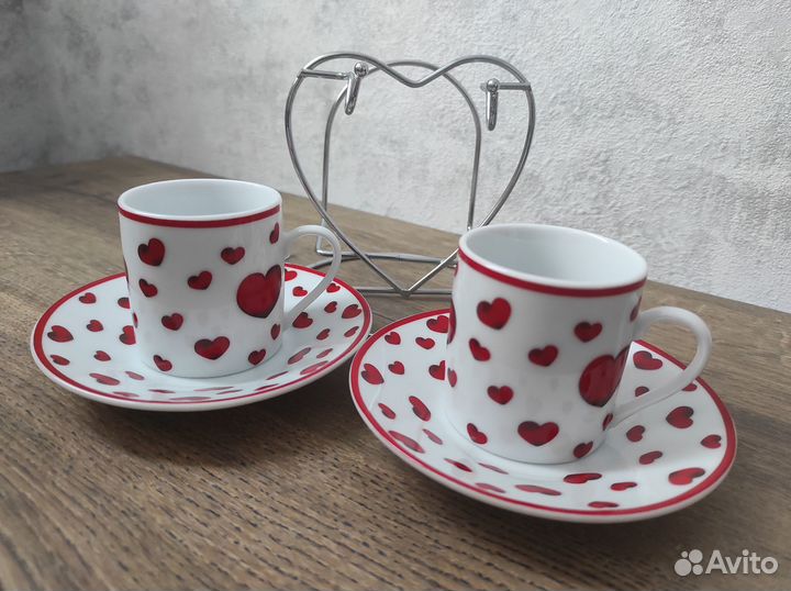Фарфоровые кофейные пары на подставке