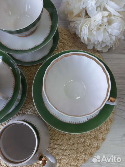 Набор чашек с блюдцем Белый лебедь дулево