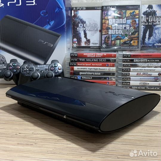 Sony PS3 PlayStation 3 Super Slim + 40Игр + 2джоя