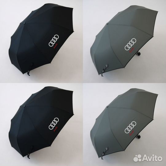 Зонт Ауди с кожаной ручкой, автомат, антиветер