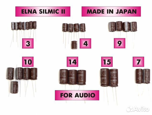 Конденсаторы Hi-End аудио Elna Silmic II, RA3, RE3 объявление продам