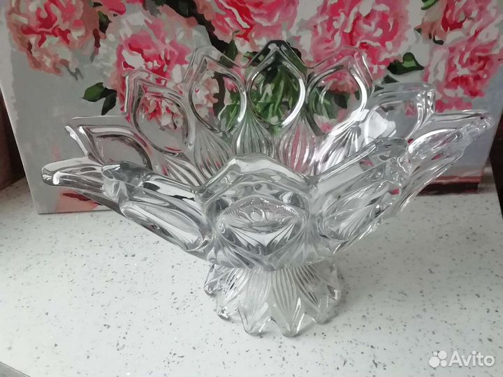 Ваза для фруктов, конфет, богемское стекло