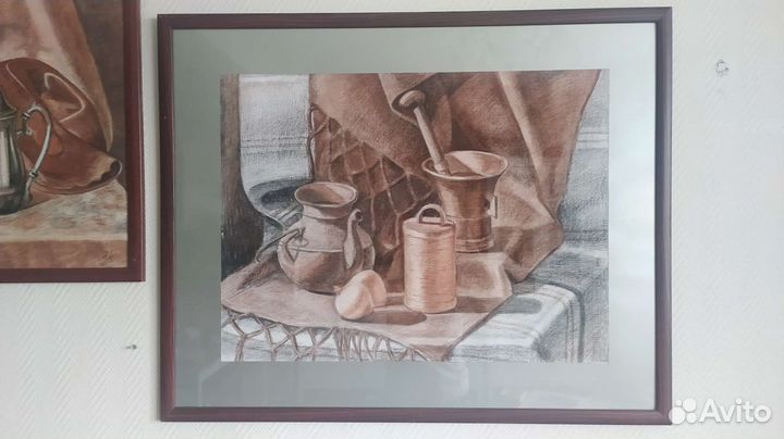 Большие картины натюрморты уголь сангина