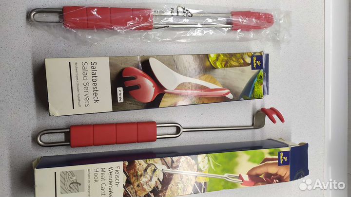 Чибо, вилка для мяса, кисточка, ложки для салата