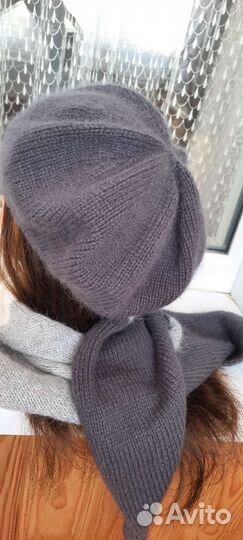 Вязаные шапки варежки пуховые платок шаль бактус