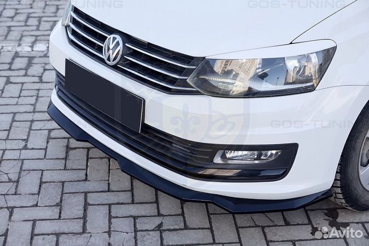 Накладка на передний бампер фольксваген поло