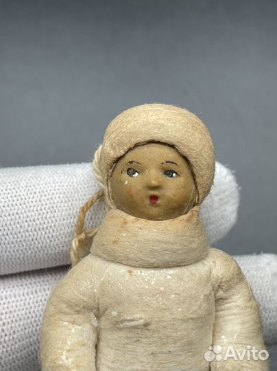 Елочная игрушка вата папье-маше довоенная. Мальчик