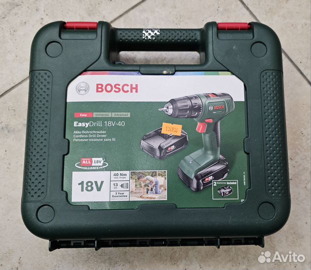 Шуруповёрт Bosch EasyDrill 18V-40 2xАКБ 2A, кейс