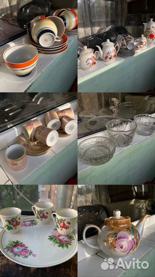 Сервиз чайный, кофейный, хрусталь керамика