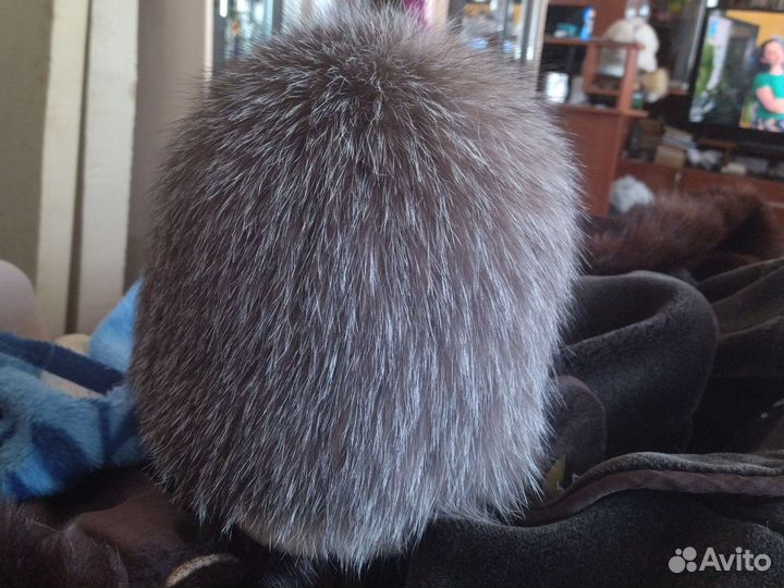 Шапка зимняя меховая женская чернобурка
