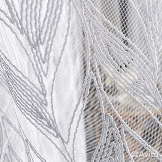 Тюль Дентель колосья холодный белый