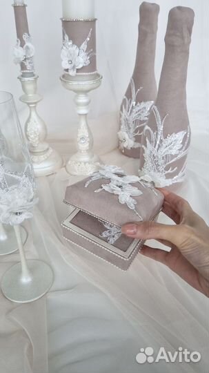 Свадебный набор фужеры шкатулка