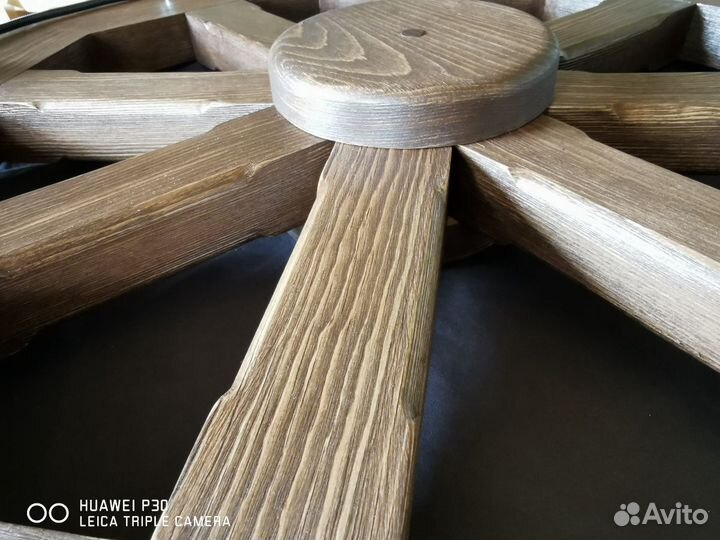 Люстра Колесо телеги (деревянная)