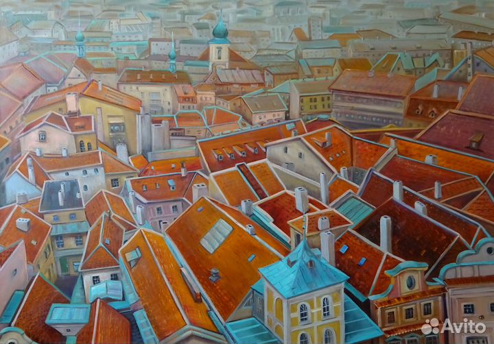 Картина маслом авторская городской пейзаж
