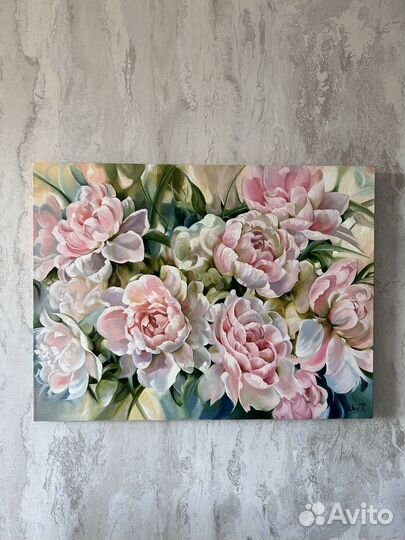 Картина маслом на холсте Пионы