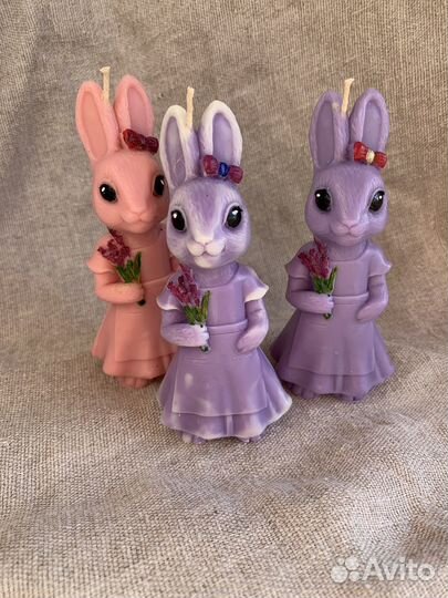 Свеча пасхальная к пасхе кролик с лавандой