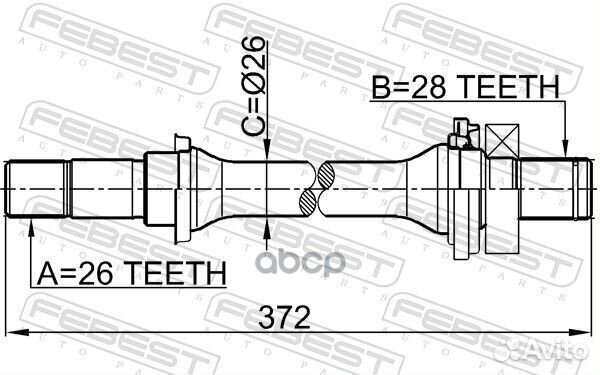 2212-spamt полуось правая 26x372x28 Kia Shuma