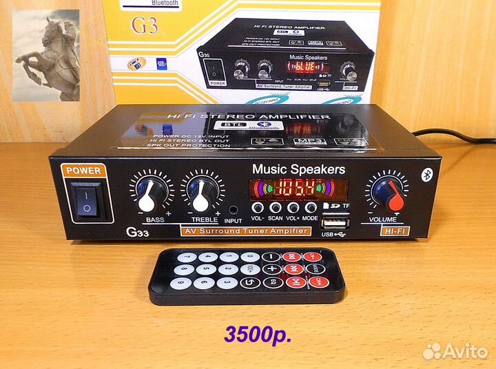 Усилитель с радио FM /Karaoke/ Bluetooth/ MP3/ USB