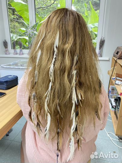 Перья в волосы. наращивание перьев